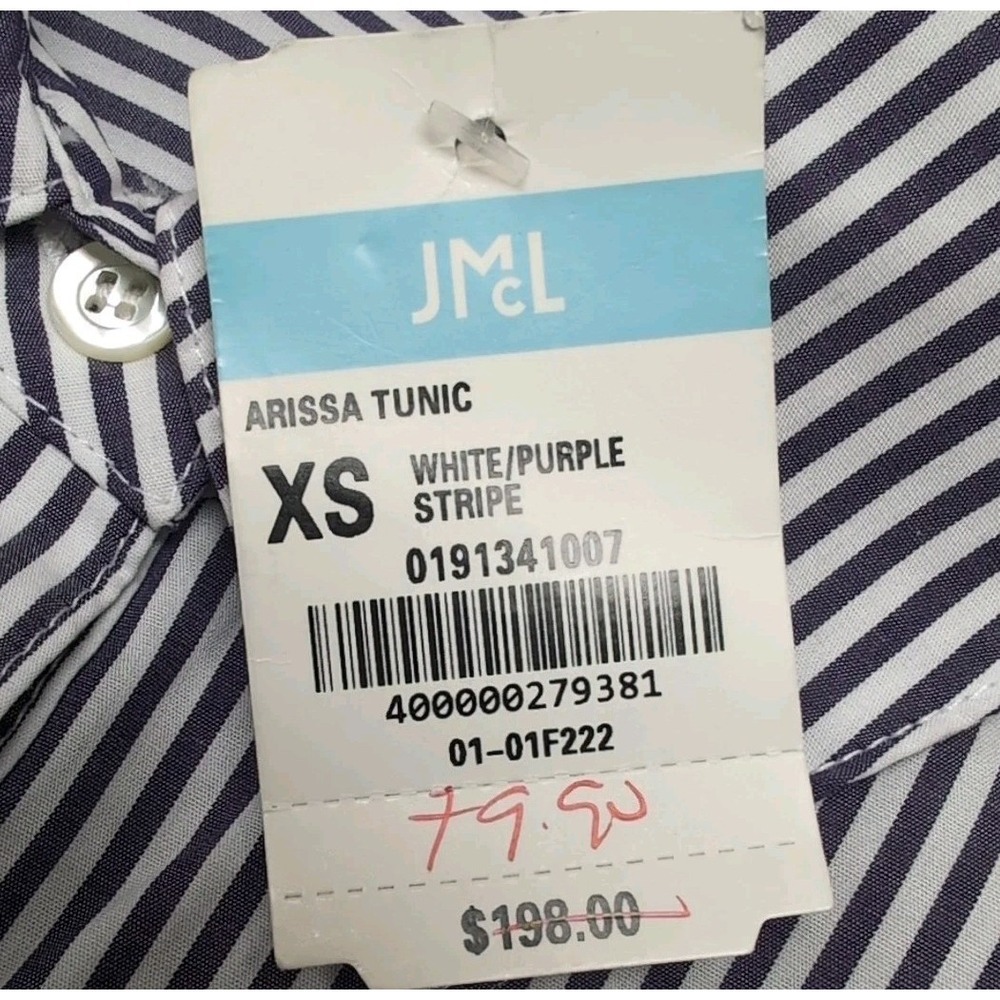 J. McLaughlin Arissa Tunic Dress Sz XS Purple White Striped Long Sleeve NEW NWT - Picture 12 of 16